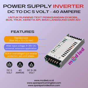 POWER SUPPLY INPUT DC 9 – 36 VOLT OUTPUT 5 VOLT 40 AMPERE UNTUK MOBIL BUS TRUK – 5V – 40A