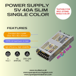 POWER SUPPLY RUNNING TEXT SINGLE COLOR 5 VOLT 40 AMPER SLIM